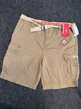UNIONBAY Men's Survivor Cargo Shorts in Khaki with Web Belt